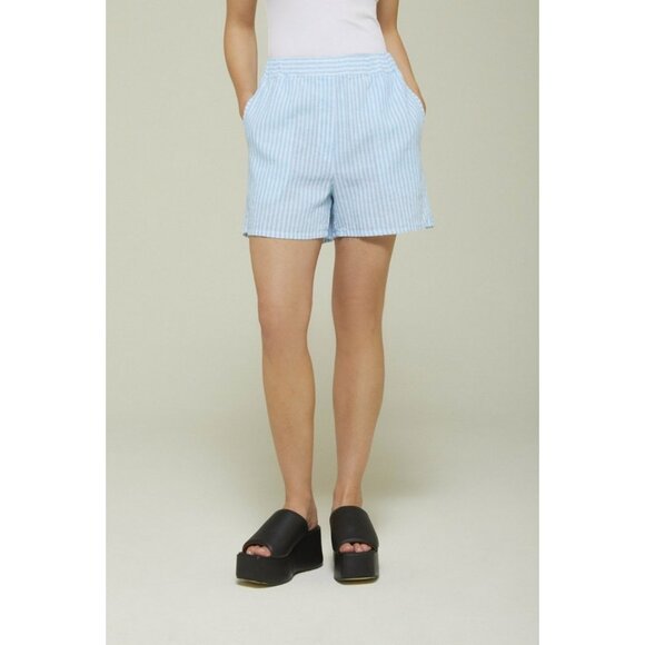 New Linen European High Rise Shorts Casual Summer Elastic Waisted Made In Italy - Picture 5 of 12